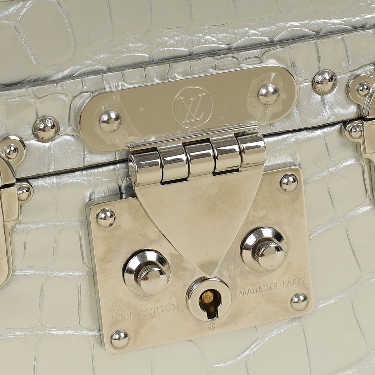 Louis Vuitton Silver Alligator Petite Malle Bag