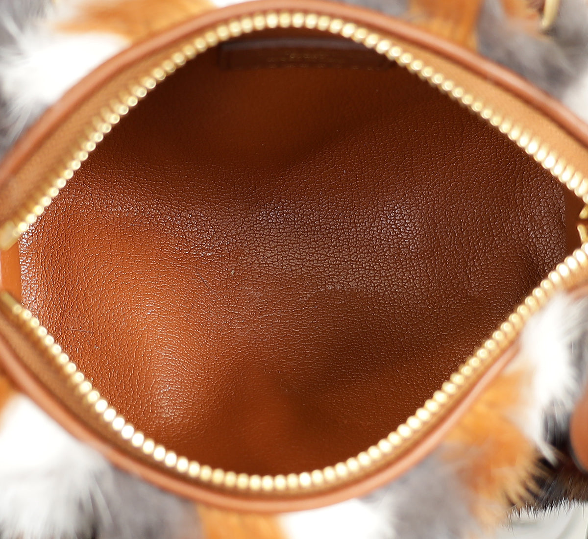 Louis Vuitton Cognac Nano Speedy Mink Fur Bag