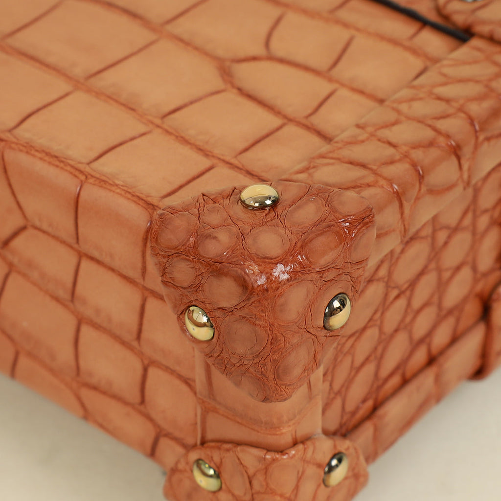 Louis Vuitton Light Brown Petite Malle Alligator Bag