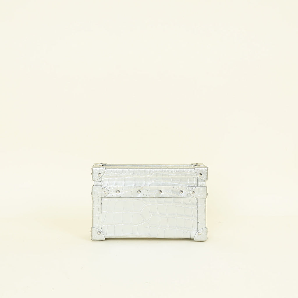 Louis Vuitton Silver Petite Malle Alligator Bag