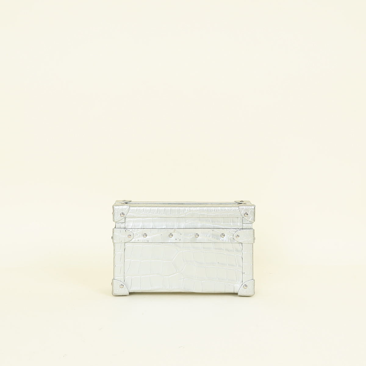 Louis Vuitton Silver Petite Malle Alligator Bag