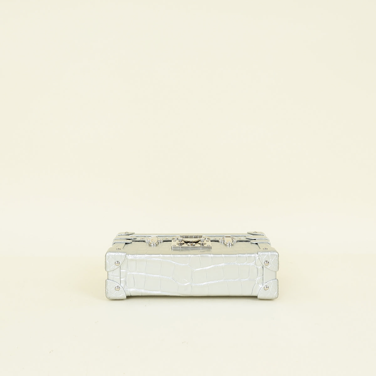Louis Vuitton Silver Petite Malle Alligator Bag