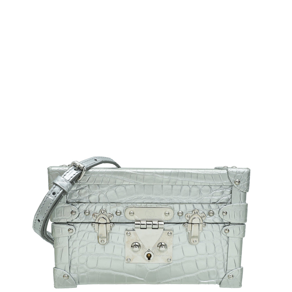 Louis Vuitton Silver Alligator Petite Malle Bag