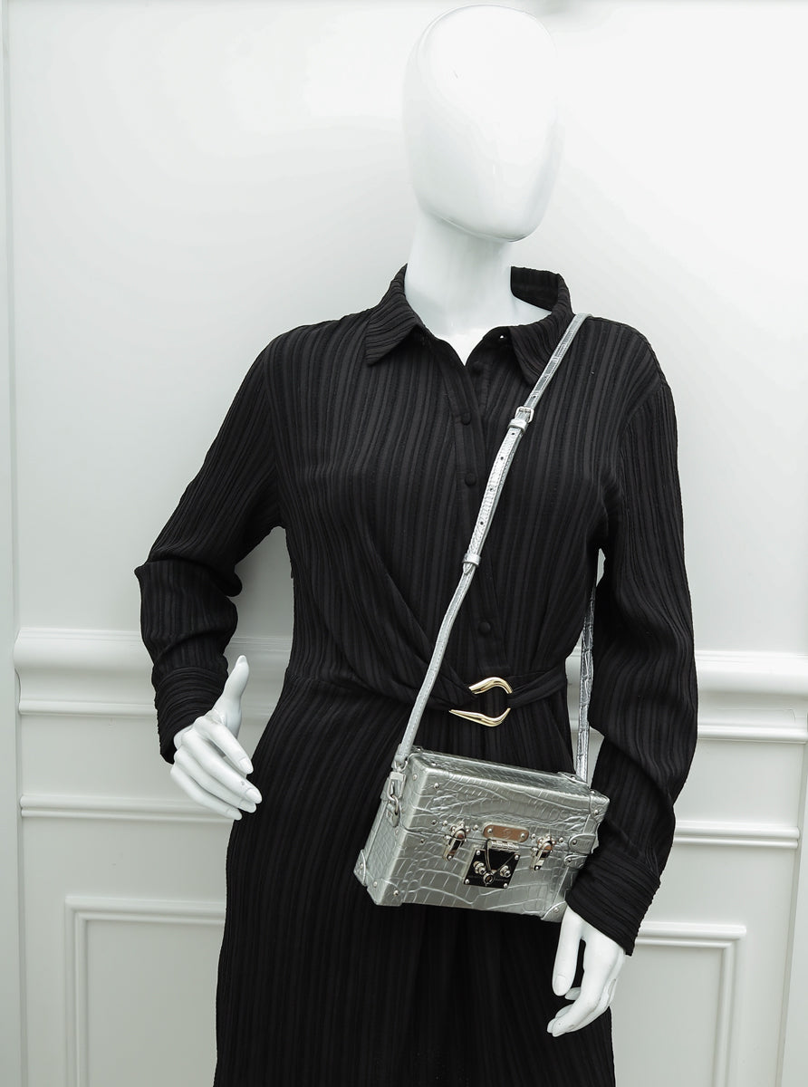 Louis Vuitton Silver Alligator Petite Malle Bag