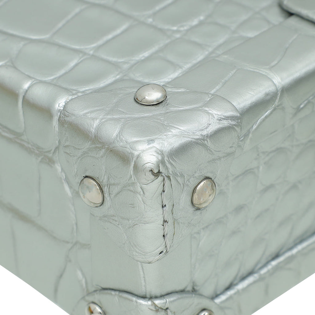 Louis Vuitton Silver Alligator Petite Malle Bag