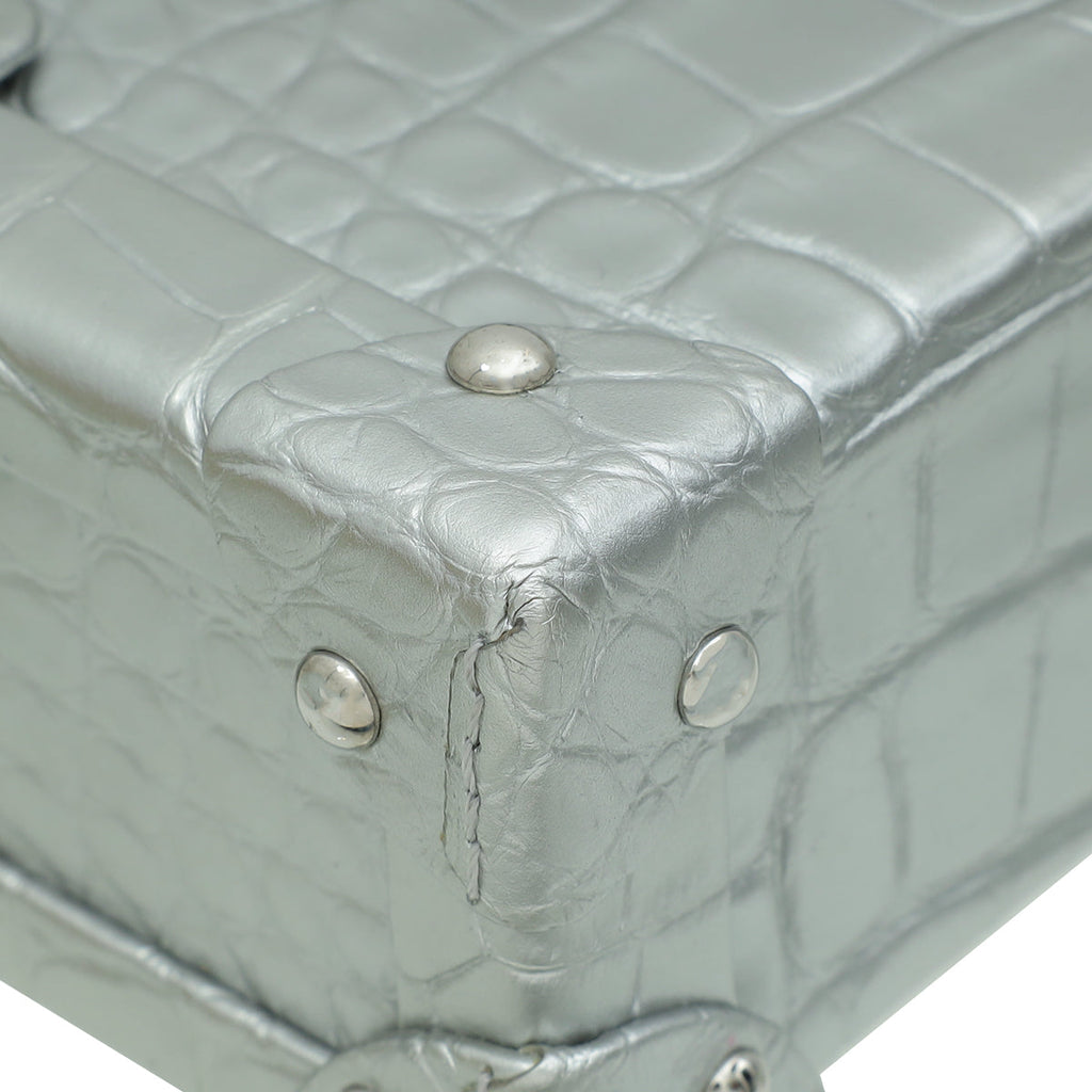 Louis Vuitton Silver Alligator Petite Malle Bag