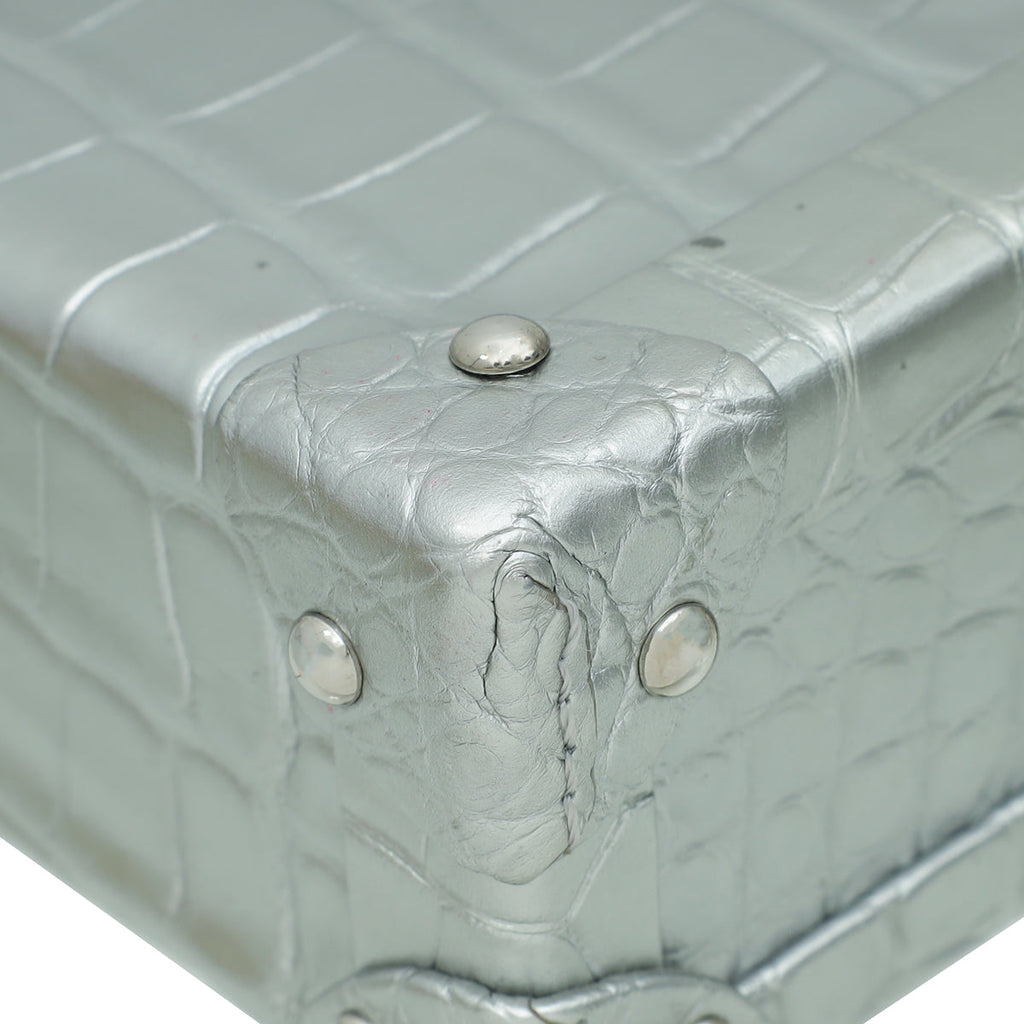 Louis Vuitton Silver Alligator Petite Malle Bag
