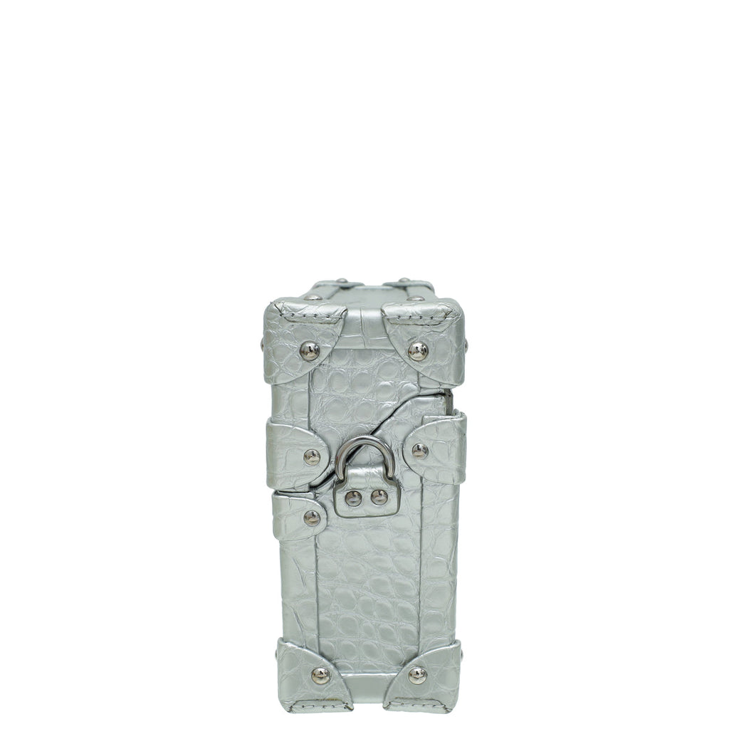 Louis Vuitton Silver Alligator Petite Malle Bag