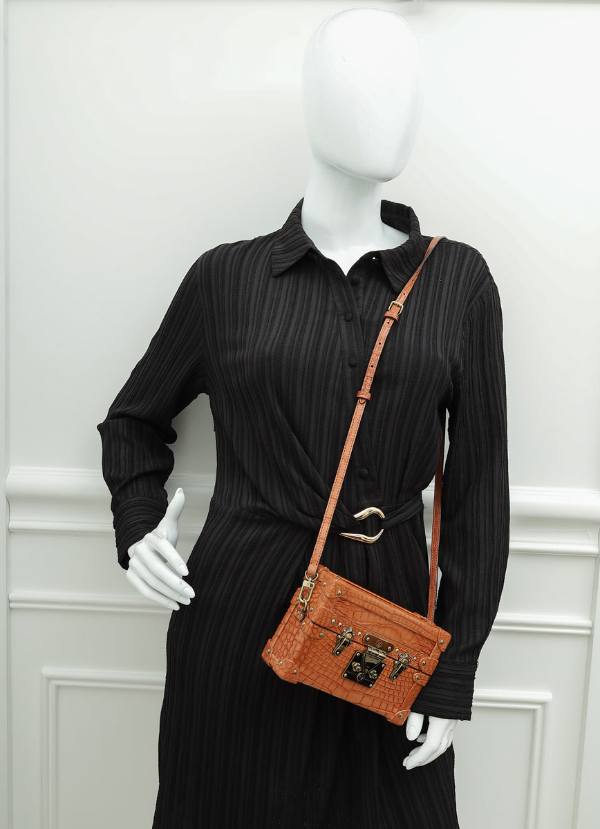 Louis Vuitton Light Brown Alligator Petite Malle Bag