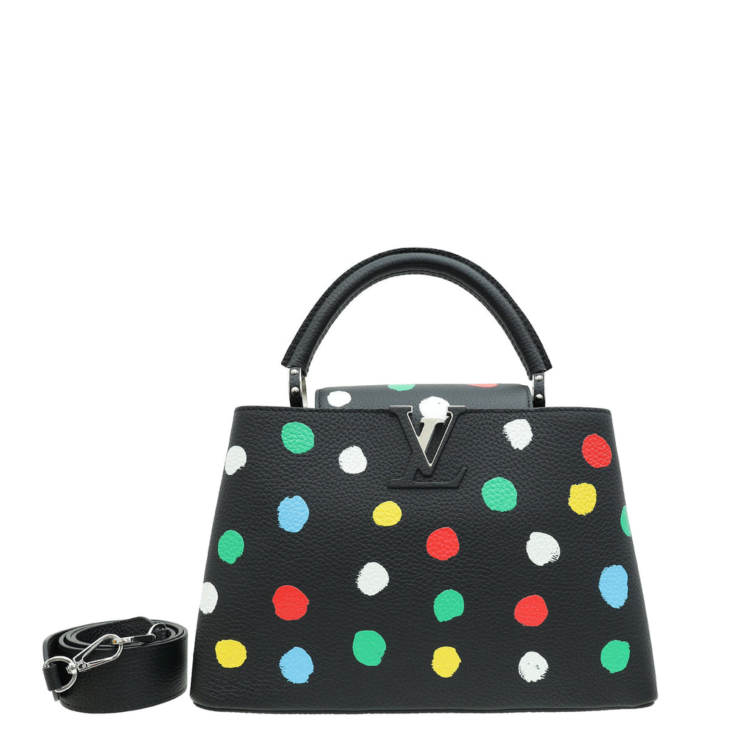 Louis Vuitton Black X YK Capucines MM Painted Dots Bag