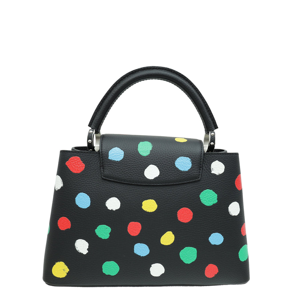 Louis Vuitton Black X YK Capucines MM Painted Dots Bag