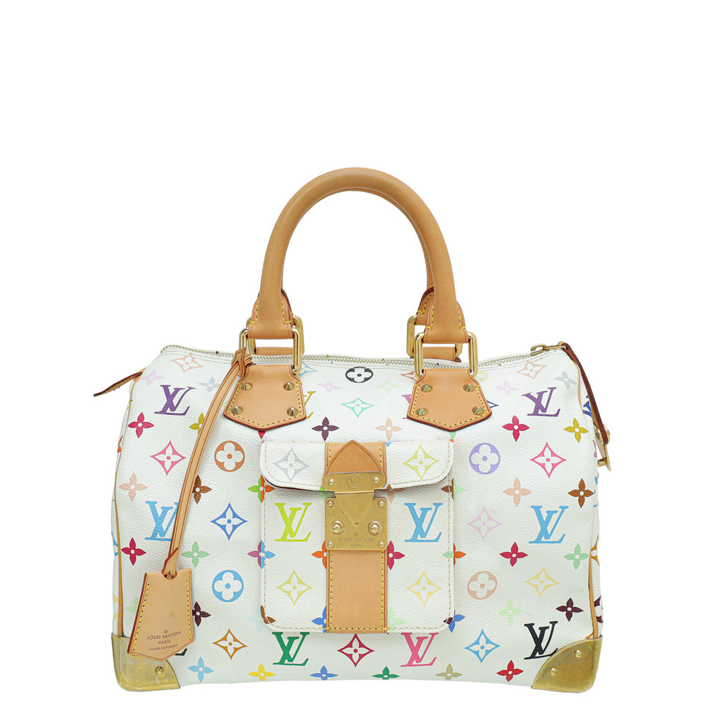 Louis Vuitton Monogram White Multicolor Speedy 30 Bag