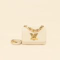 Louis Vuitton Quartz White Twist PM Bag W/ Braided Leather Chain Top Handle