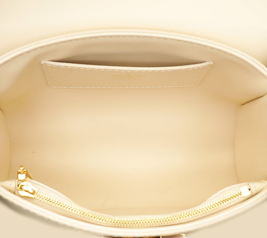 Louis Vuitton Quartz White Twist PM Bag W/ Braided Leather Chain Top Handle
