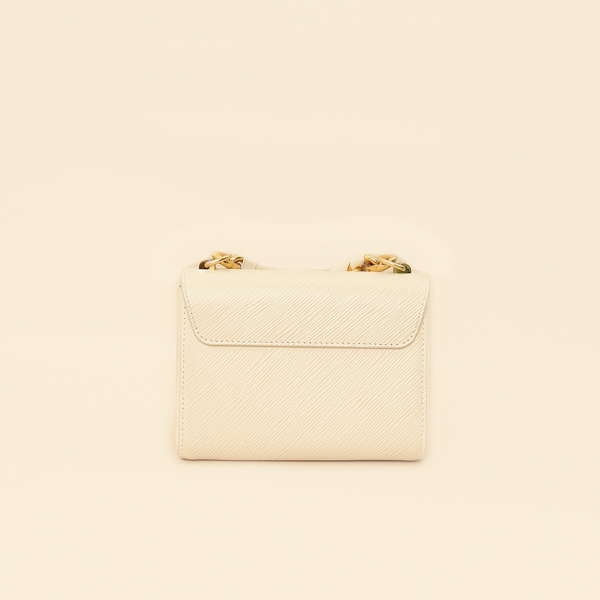 Louis Vuitton Quartz White Twist PM Bag W/ Braided Leather Chain Top Handle