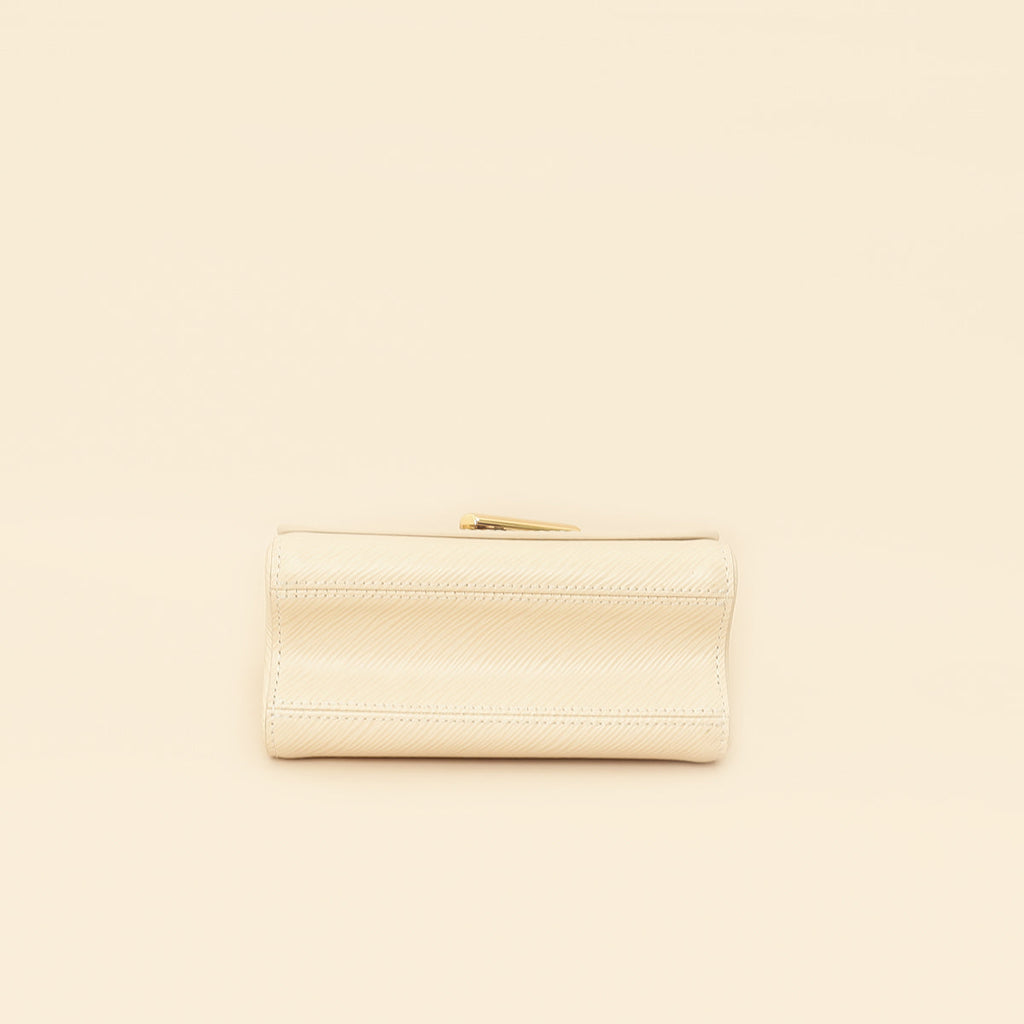 Louis Vuitton Quartz White Twist PM Bag W/ Braided Leather Chain Top Handle