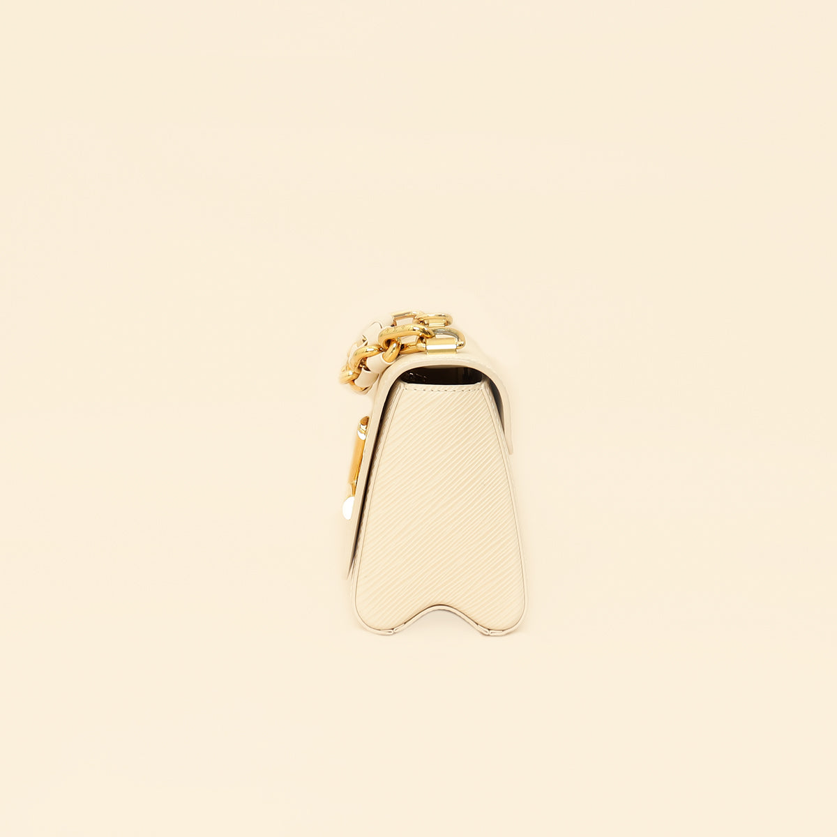 Louis Vuitton Quartz White Twist PM Bag W/ Braided Leather Chain Top Handle