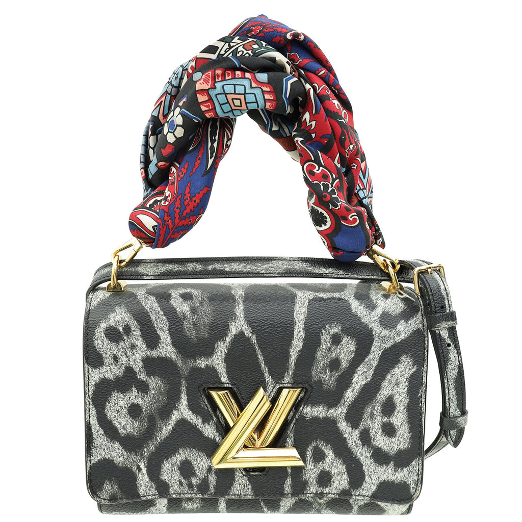 Louis Vuitton Bicolor Twist MM Print Scarf Handle Wild Animal Print Bag
