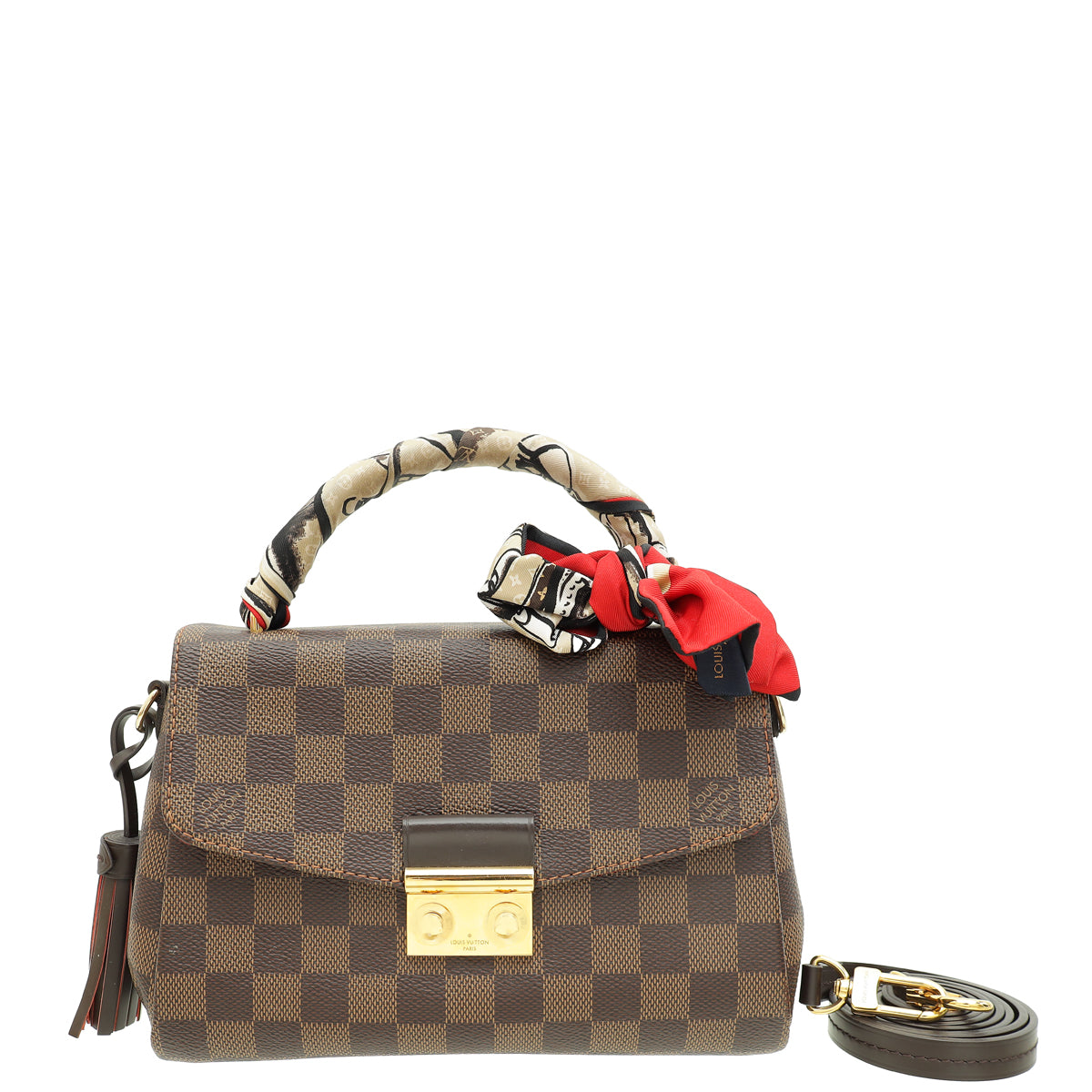 Louis Vuitton Damier Ebene Croisette Bag W/ Twilly