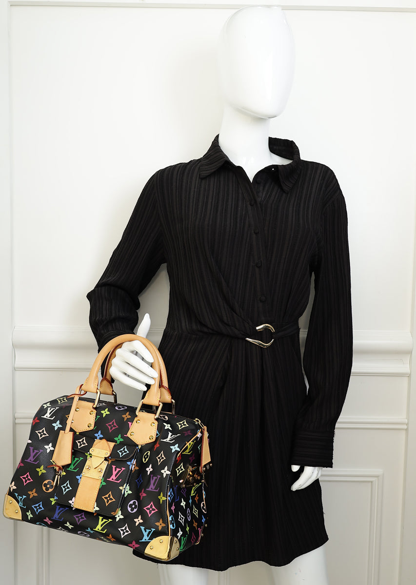 Louis Vuitton Monogram Black Multicolor Speedy 30 Bag