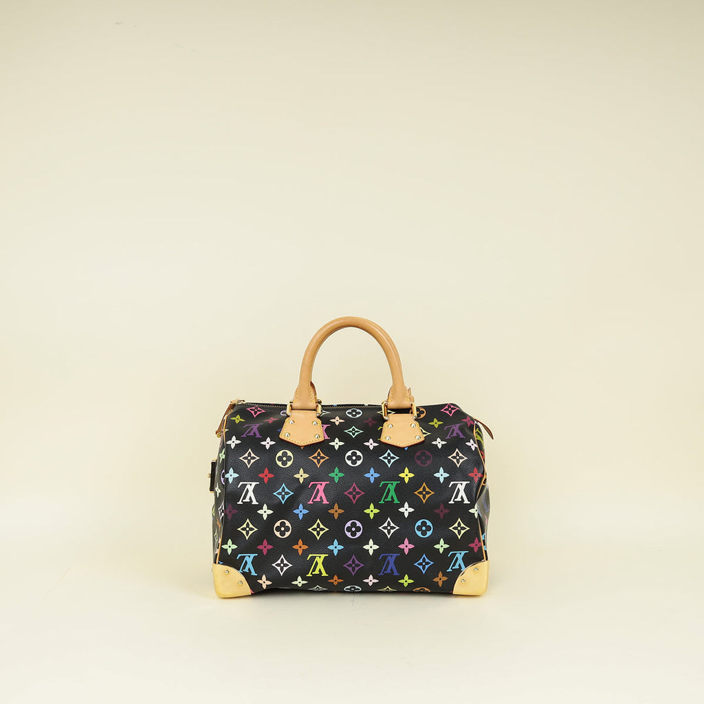 Louis Vuitton Monogram Black Multicolor Speedy 30 Bag