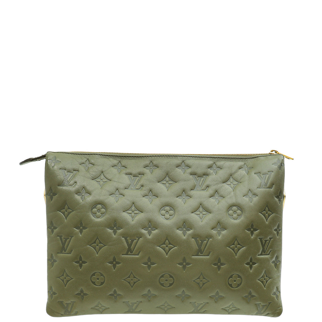 Louis Vuitton Khaki Puffy Monogram Embossed Coussin MM Bag