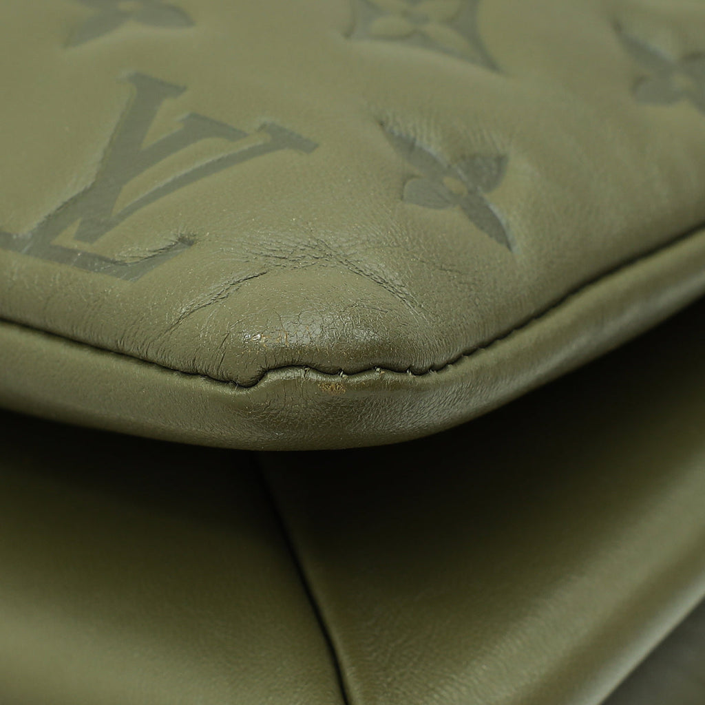Louis Vuitton Khaki Puffy Monogram Embossed Coussin MM Bag