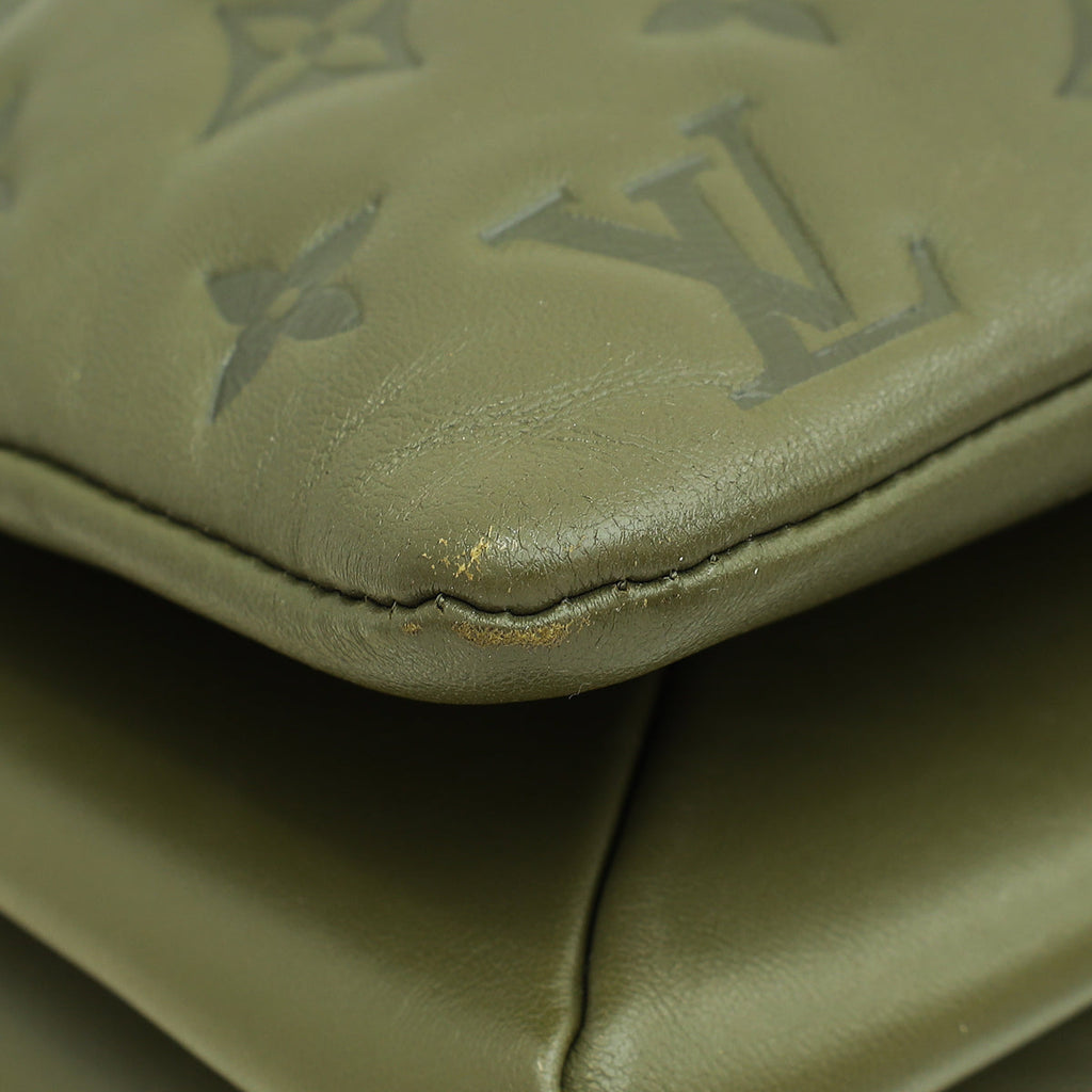 Louis Vuitton Khaki Puffy Monogram Embossed Coussin MM Bag
