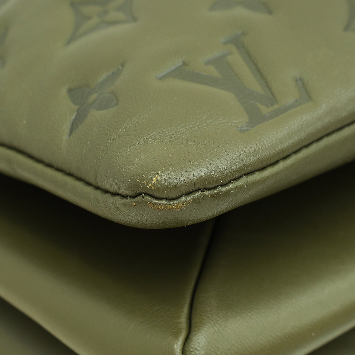 Louis Vuitton Khaki Puffy Monogram Embossed Coussin MM Bag
