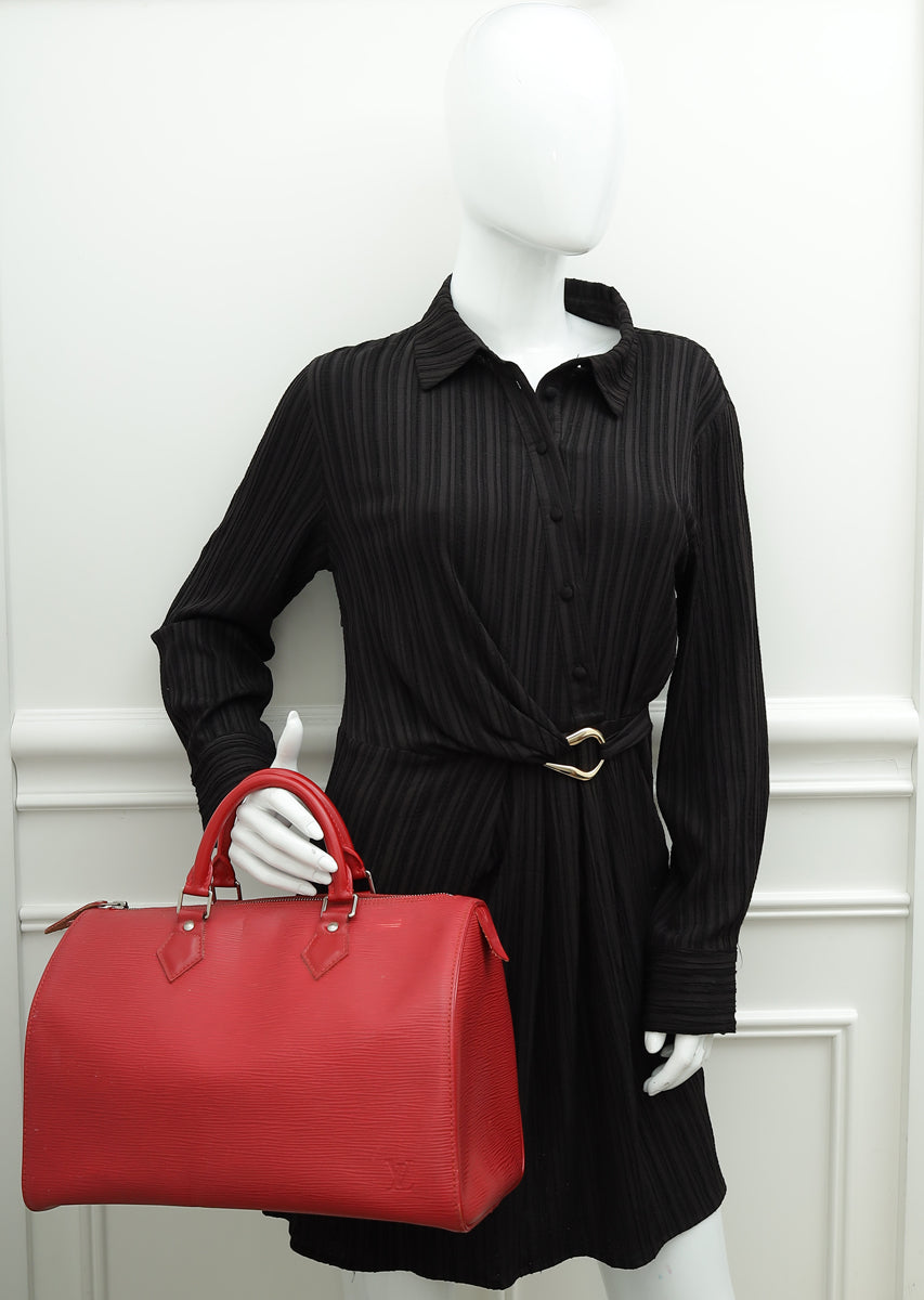 Louis Vuitton Red Speedy 35 Bag