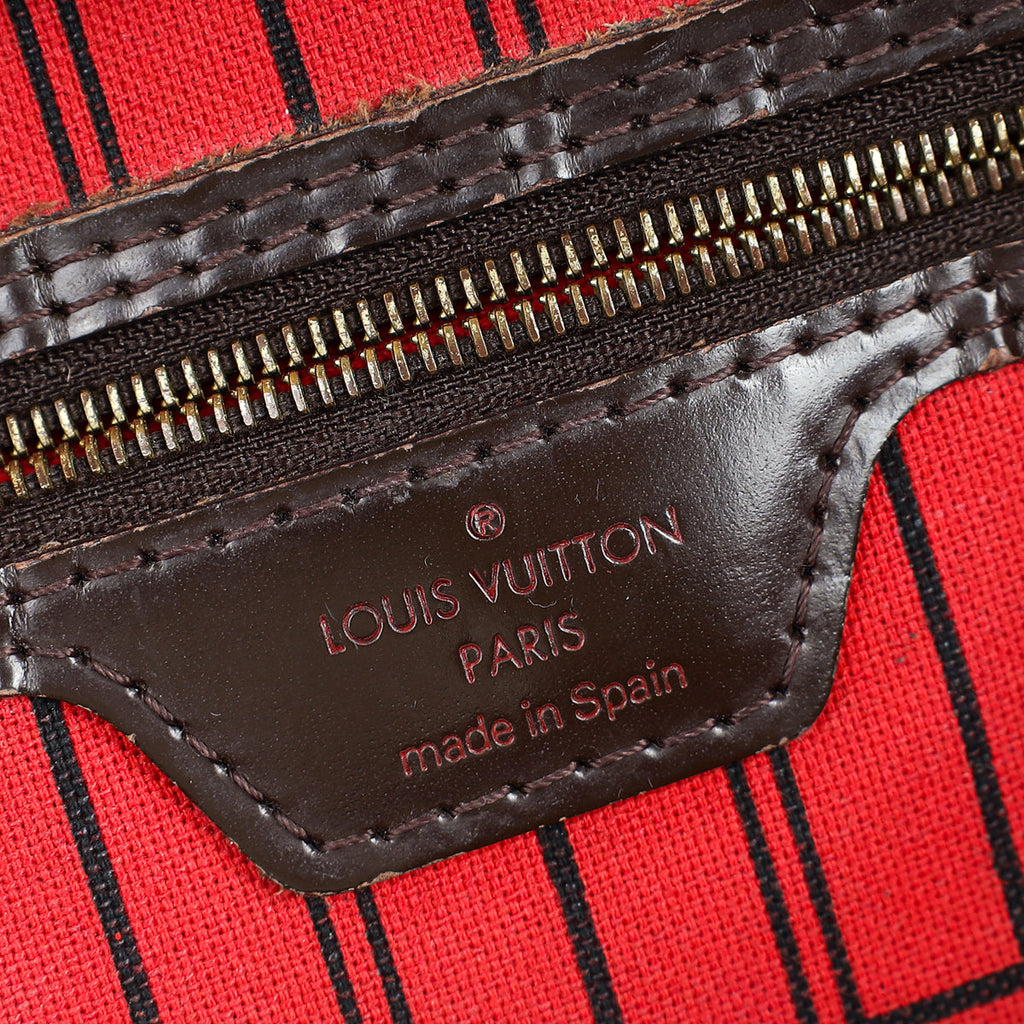 Louis Vuitton Damier Ebene Neverfull MM Bag W/ MA Initial