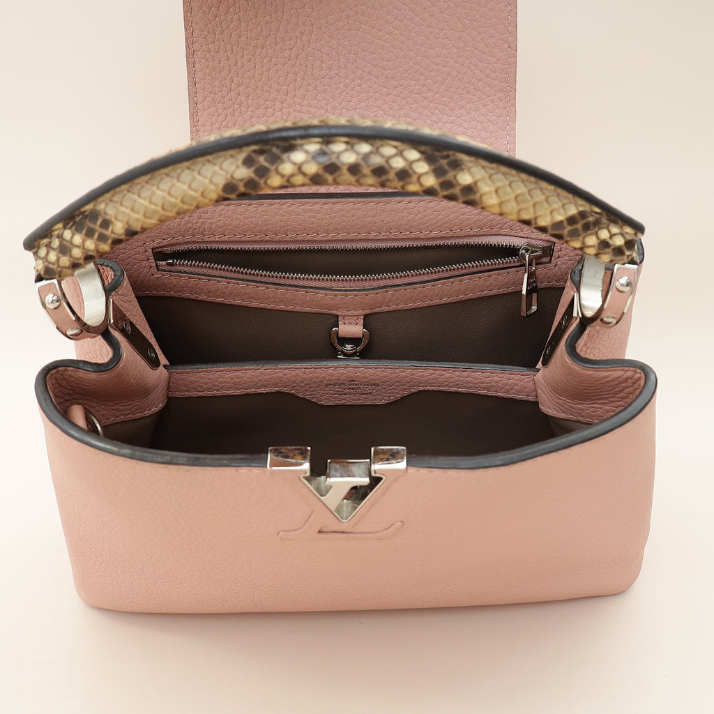 Louis Vuitton Rose Ballerine Capucines BB Python Handle Bag