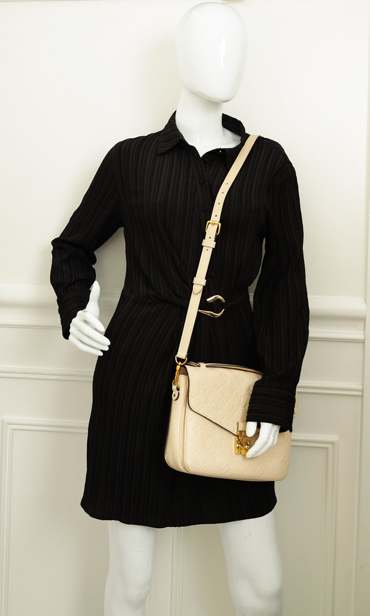 Louis Vuitton Creme Monogram Empreinte Pochette Metis Bag