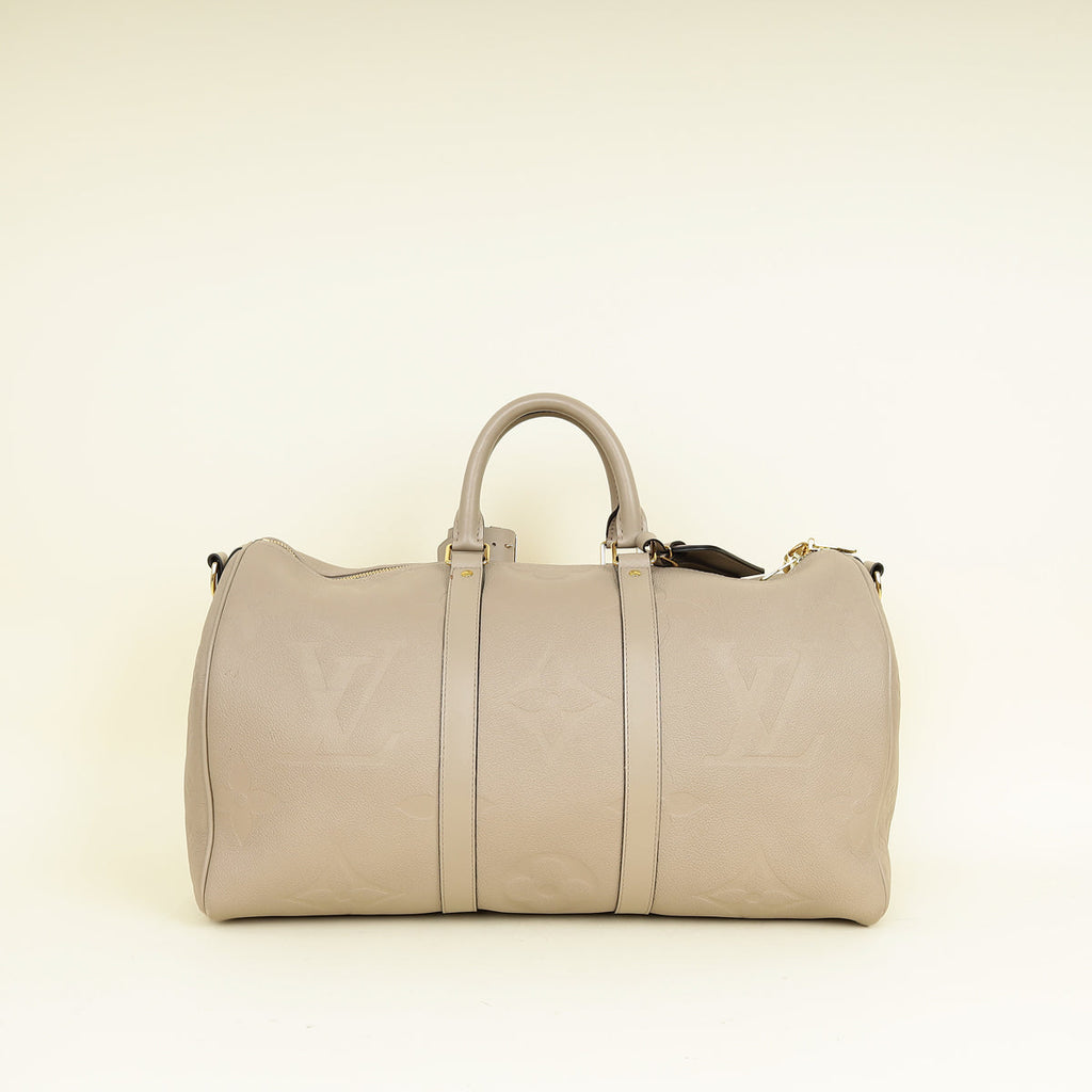 Louis Vuitton Tourterelle Monogram Emperinte Keepall Bandouliere 45 Bag