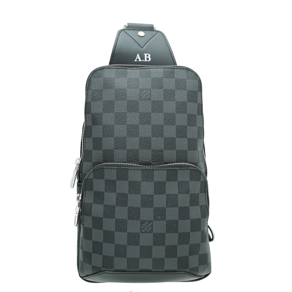 Louis Vuitton Graphite Ebene Avenue Sling Bag W /A.B Initials