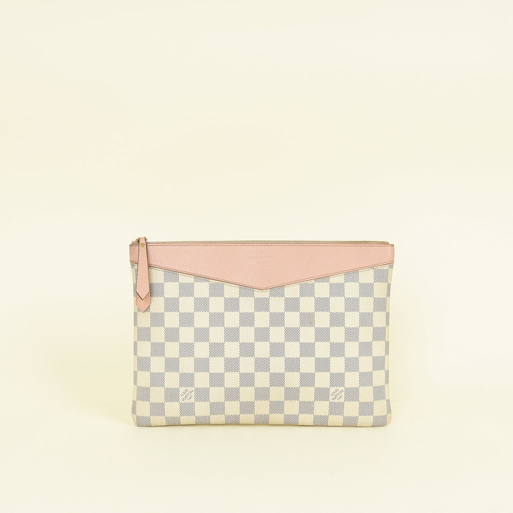 Louis Vuitton Damier Azur Rose Ballerine Cowhide Daily Pouch