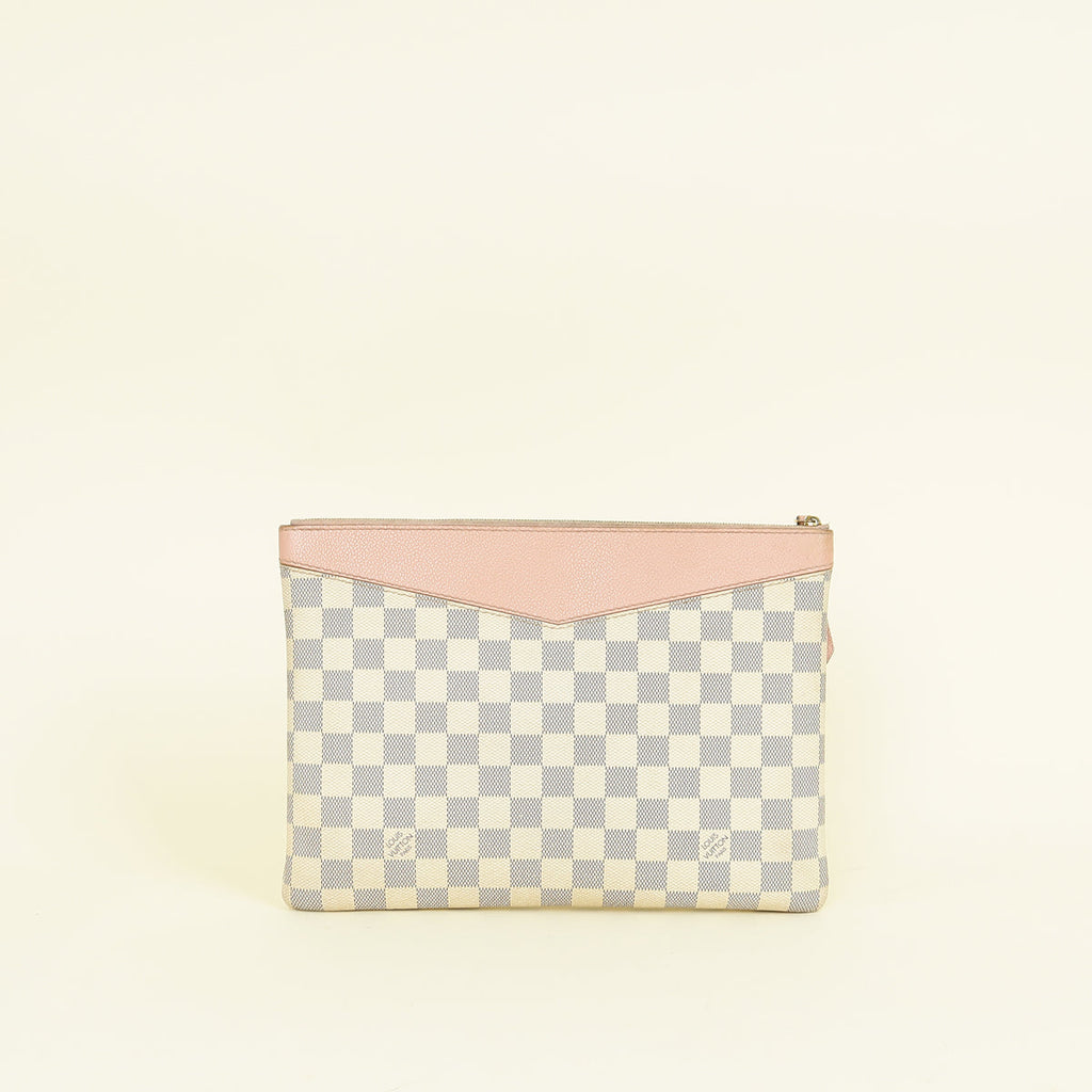 Louis Vuitton Damier Azur Rose Ballerine Cowhide Daily Pouch
