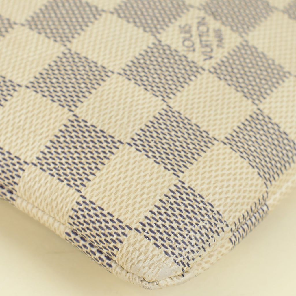Louis Vuitton Damier Azur Rose Ballerine Cowhide Daily Pouch