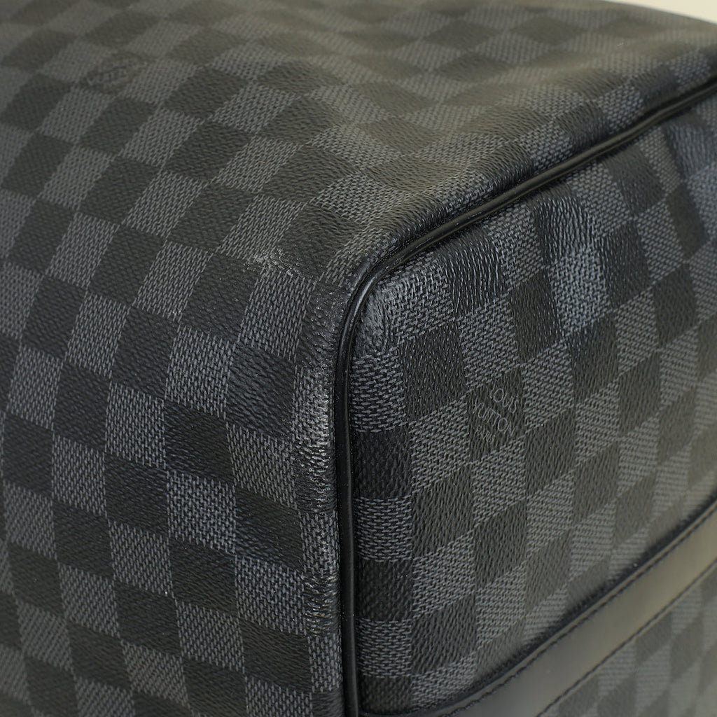 Louis Vuitton Black Damier Graphite Keepall Bandouliere 55 Bag w/ Initial MYS
