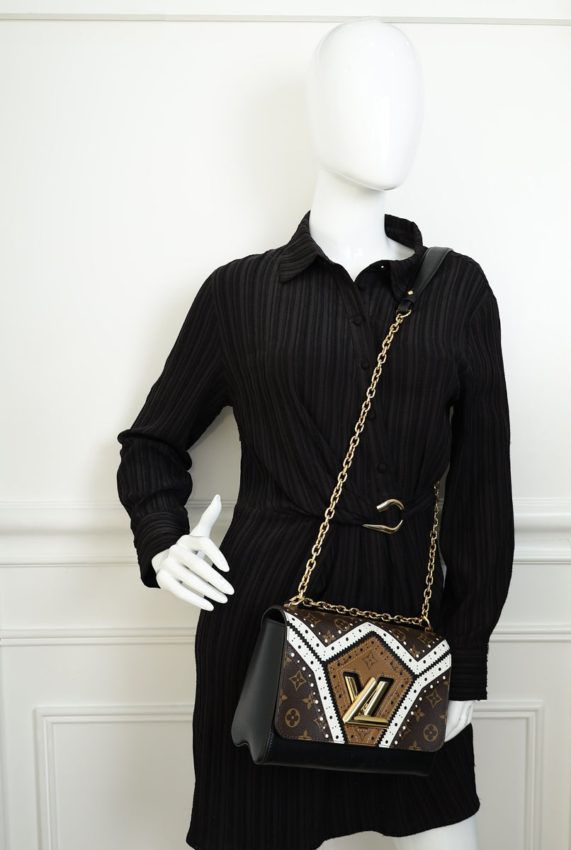 Louis Vuitton Black Veau Satin Monogram Twist MM Bag