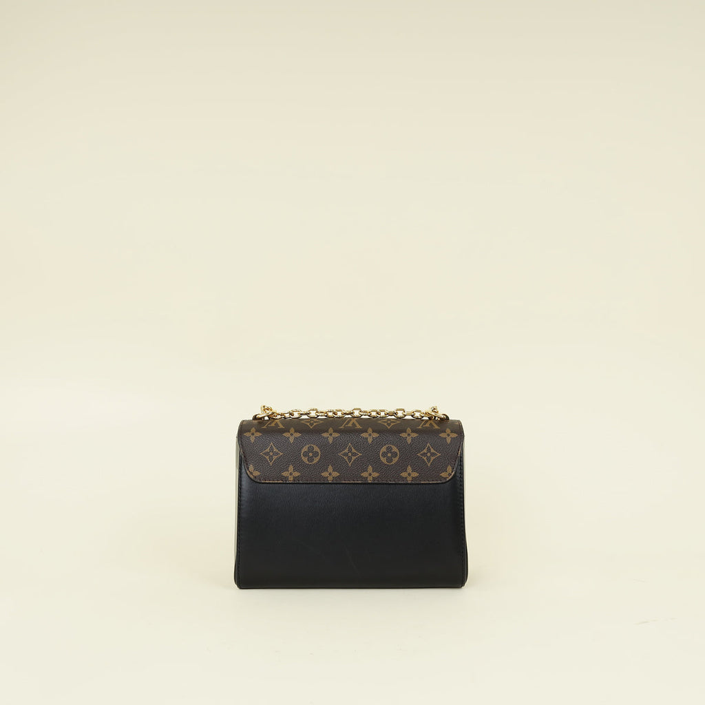 Louis Vuitton Black Veau Satin Monogram Twist MM Bag