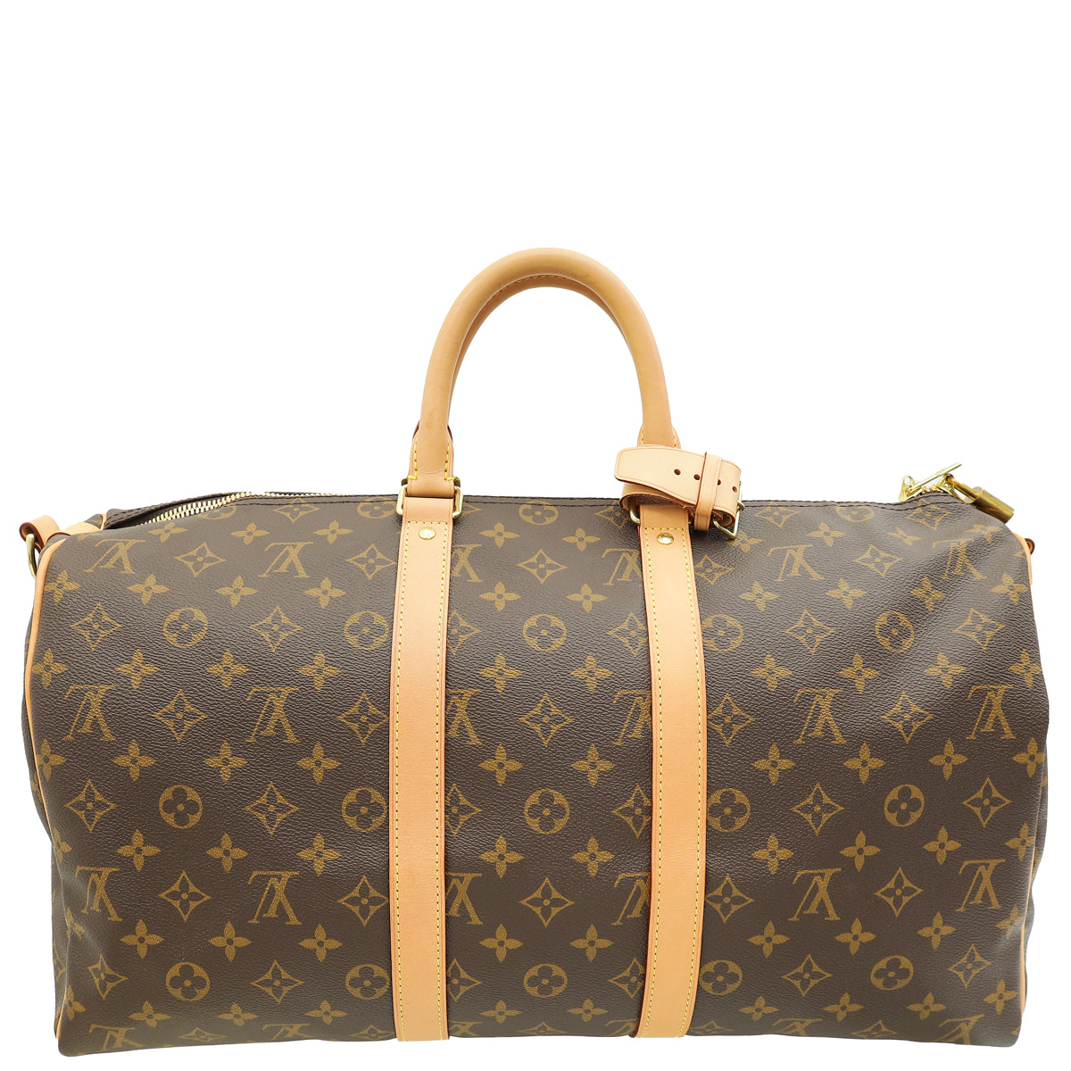 Louis Vuitton Brown Monogram Keepall Bandouliere 45 Bag W/ A.N Initials on Leather Tag