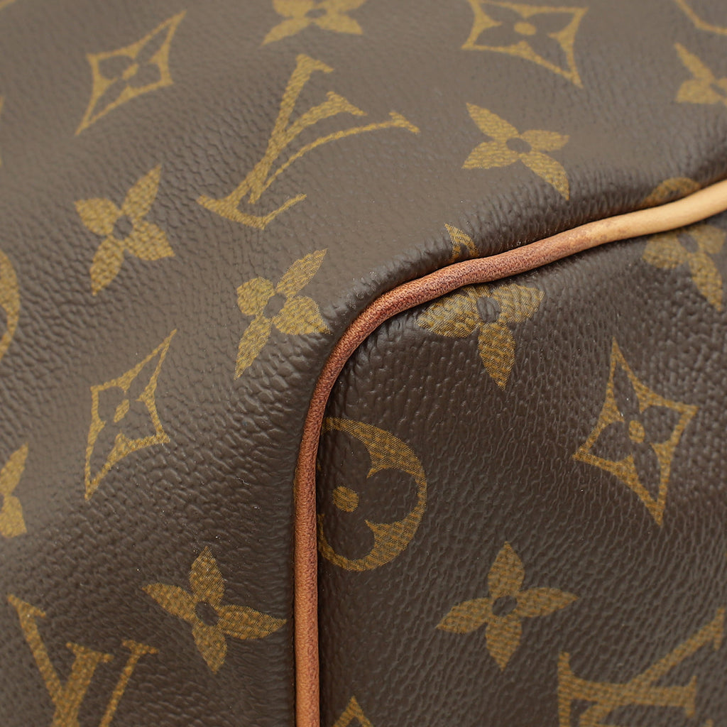 Louis Vuitton Brown Monogram Keepall Bandouliere 45 Bag W/ A.N Initials on Leather Tag