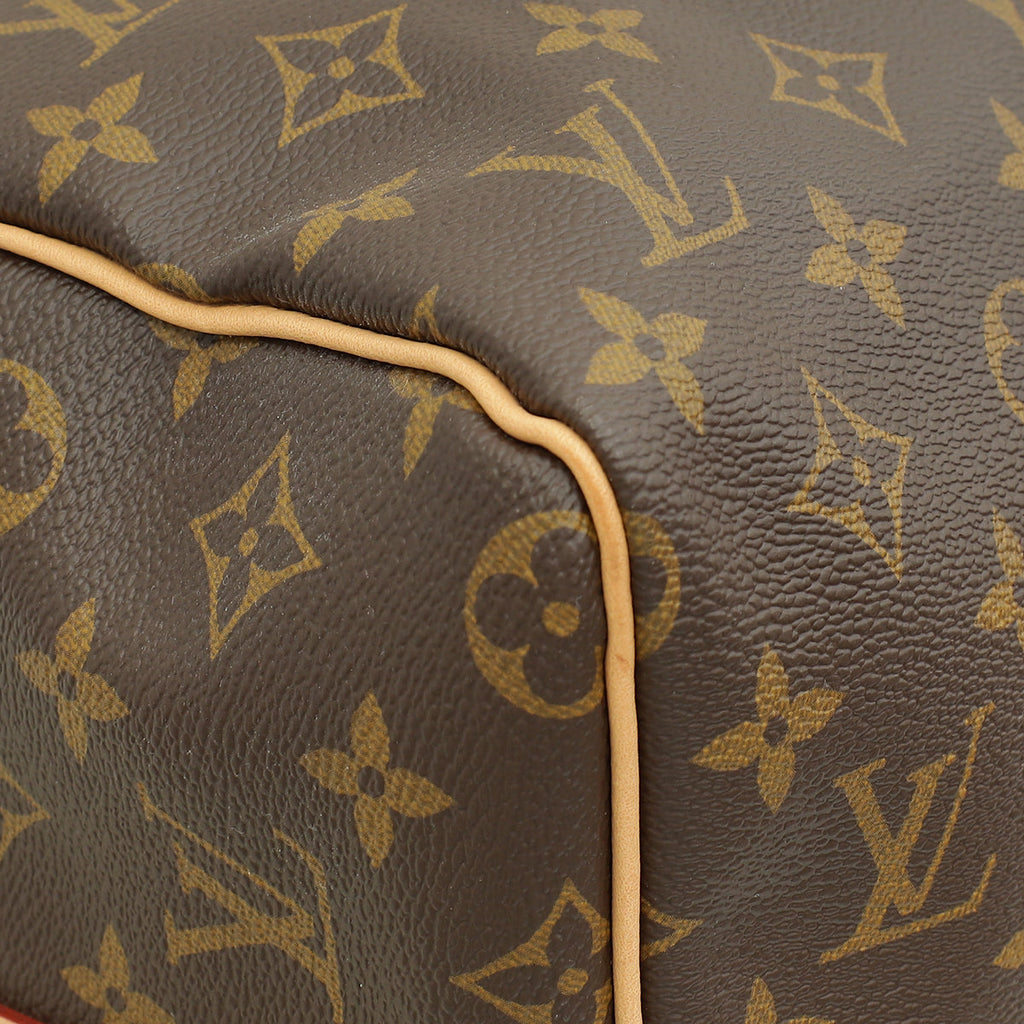 Louis Vuitton Brown Monogram Keepall Bandouliere 45 Bag W/ A.N Initials on Leather Tag
