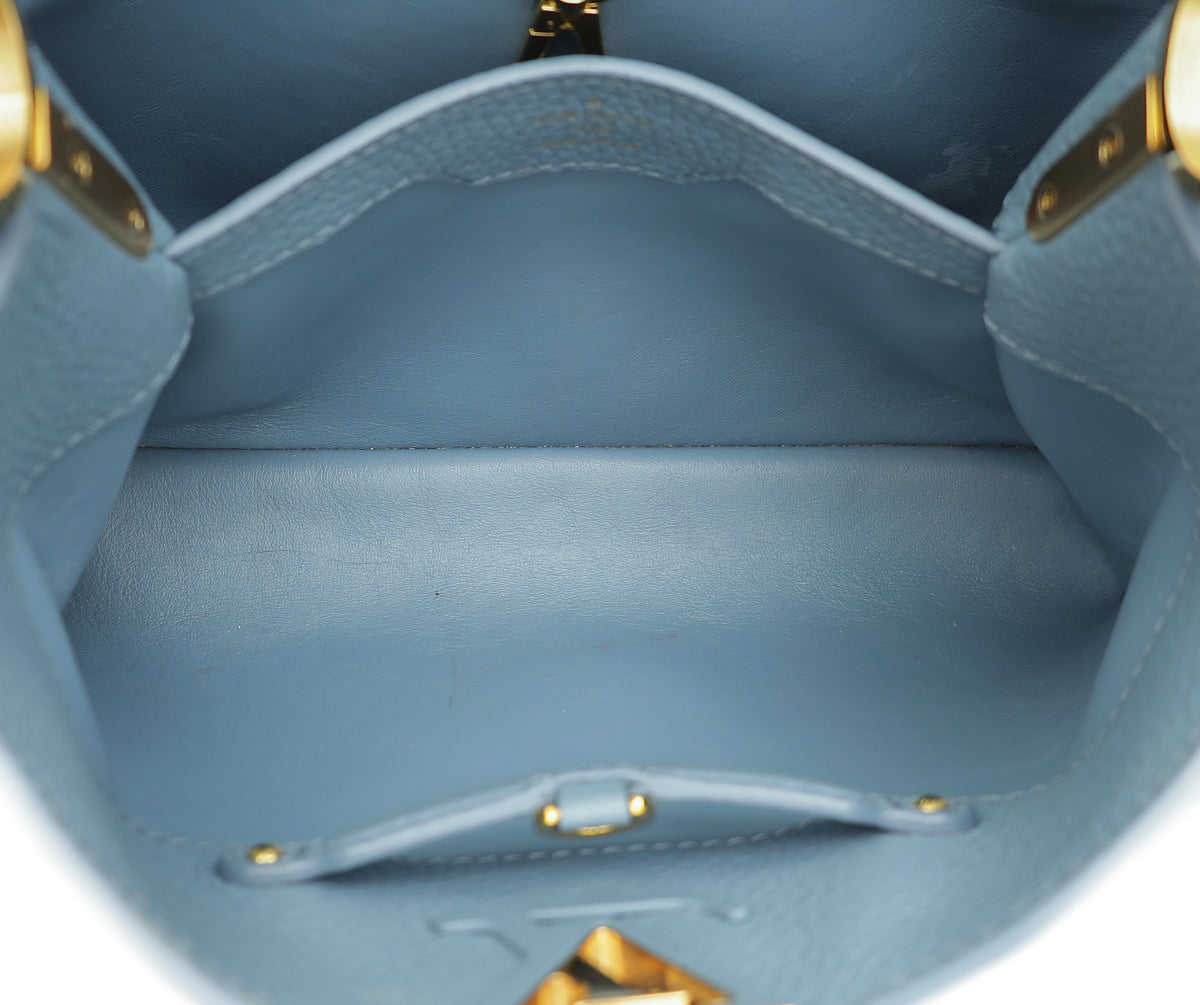 Louis Vuitton Blue Taurillon Scrunchie Capucines BB Top Handle Bag