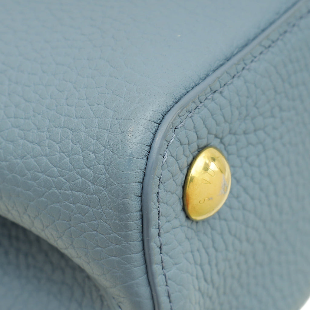 Louis Vuitton Blue Taurillon Scrunchie Capucines BB Top Handle Bag