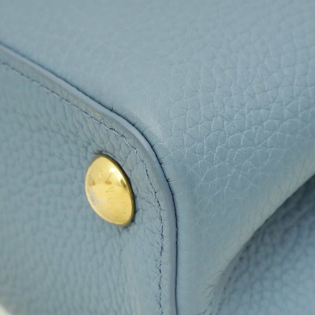 Louis Vuitton Blue Taurillon Scrunchie Capucines BB Top Handle Bag