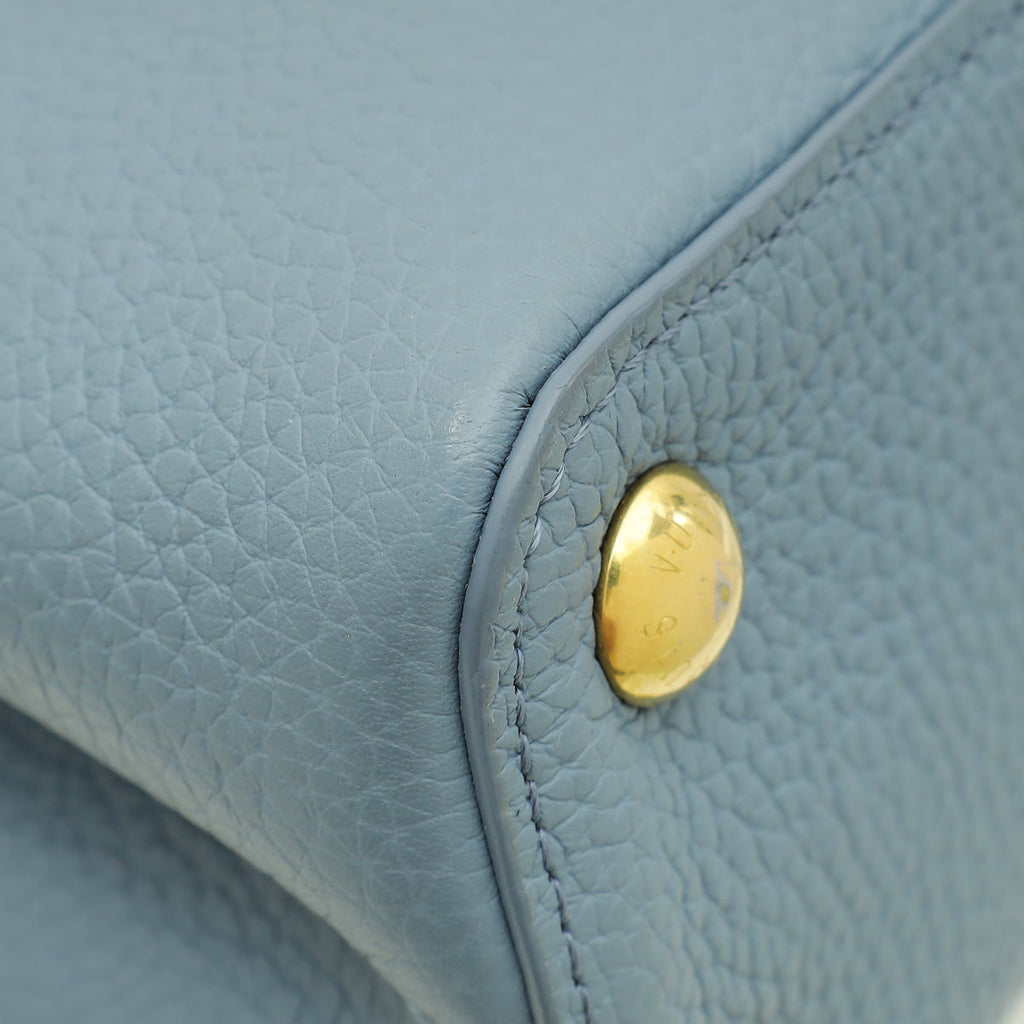 Louis Vuitton Blue Taurillon Scrunchie Capucines BB Top Handle Bag