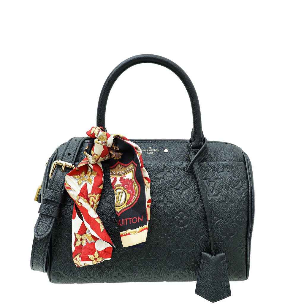 Louis Vuitton Black Monogram Empreinte Speedy 25 Bandouliere Bag W/ Twilly