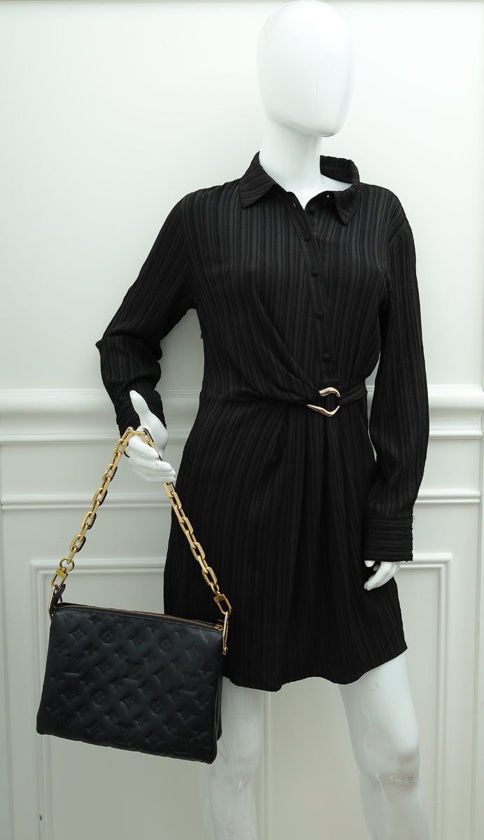 Louis Vuitton Black Monogram Embossed Coussin PM Bag